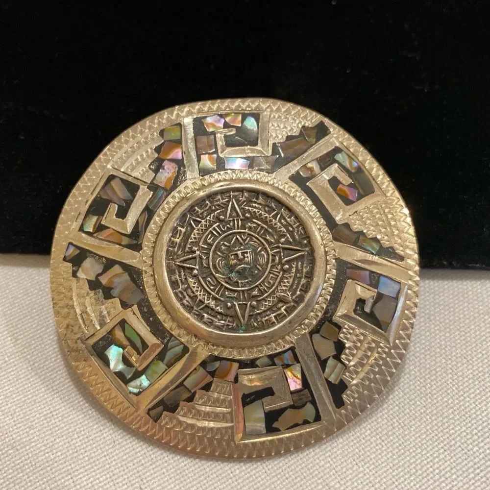 Vintage Sterling Silver MOP Inlay Pendant Brooch